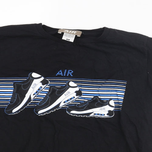 Nike Womens Black Cotton Basic T-Shirt Size S Round Neck - Nike Air Trainer Print