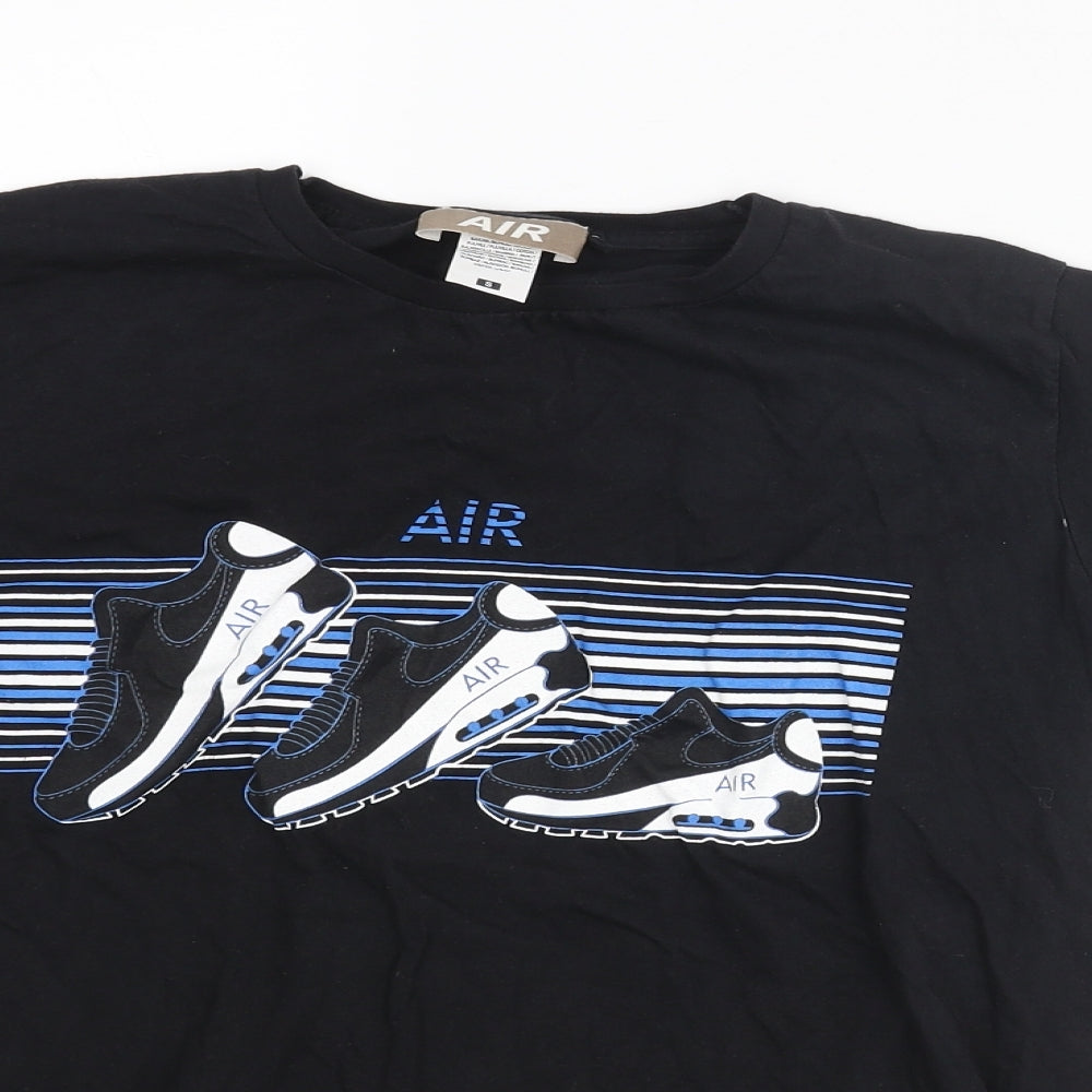 Nike Womens Black Cotton Basic T-Shirt Size S Round Neck - Nike Air Trainer Print