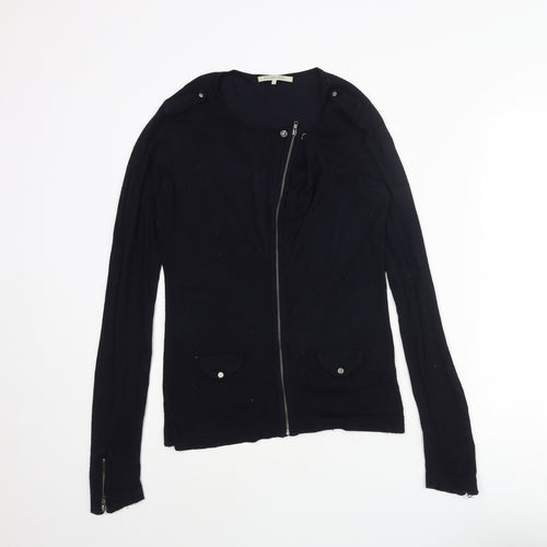 Gerard Darel Womens Blue Round Neck Viscose Full Zip Jumper Size 6