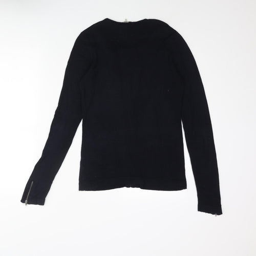 Gerard Darel Womens Blue Round Neck Viscose Full Zip Jumper Size 6