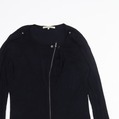 Gerard Darel Womens Blue Round Neck Viscose Full Zip Jumper Size 6