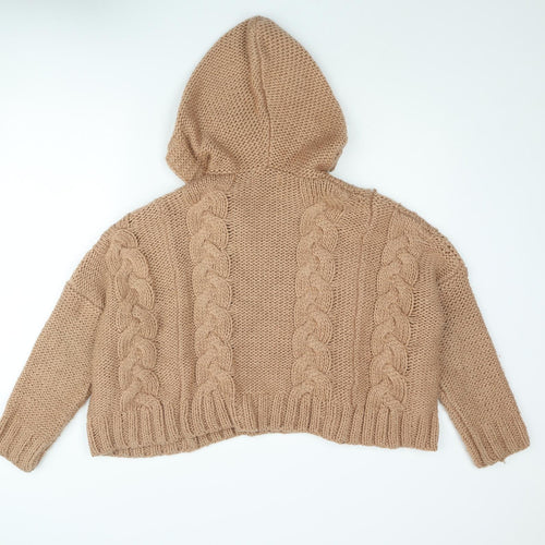 BSB Womens Beige Round Neck Acrylic Pullover Jumper Size M - Hooded Cropped