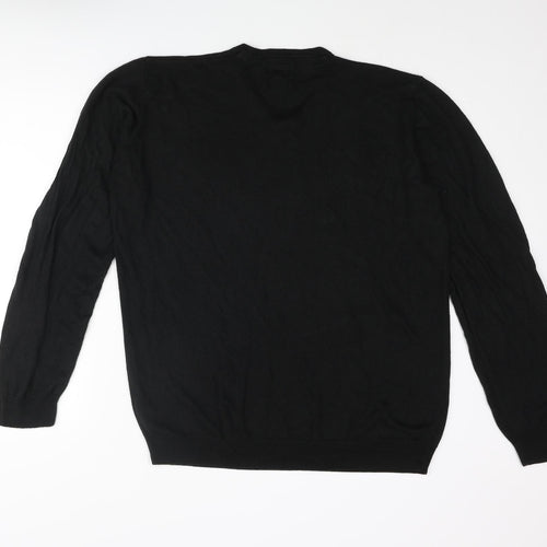 Marks and Spencer Mens Black V-Neck Acrylic Pullover Jumper Size 2XL Long Sleeve