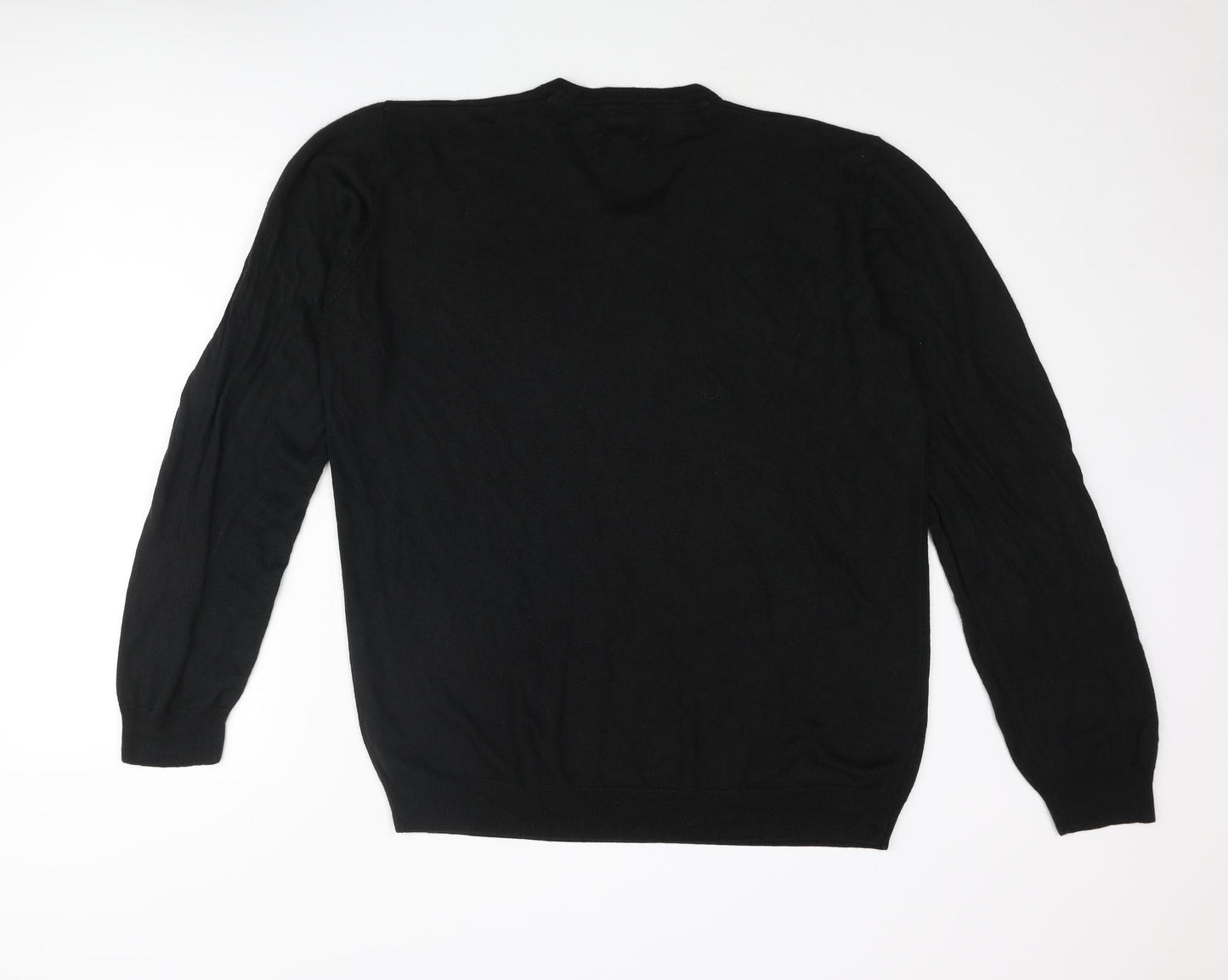 Marks and Spencer Mens Black V-Neck Acrylic Pullover Jumper Size 2XL Long Sleeve