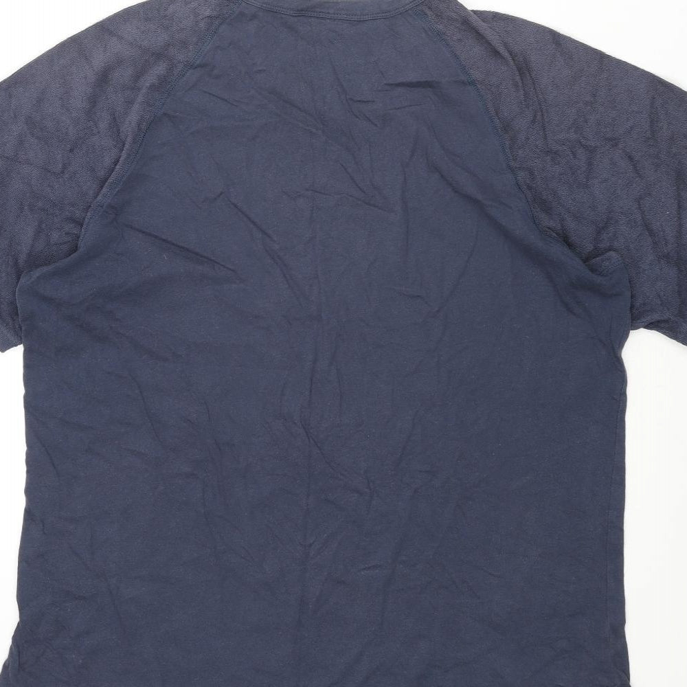 DKNY Mens Blue Cotton T-Shirt Size L Round Neck - 17