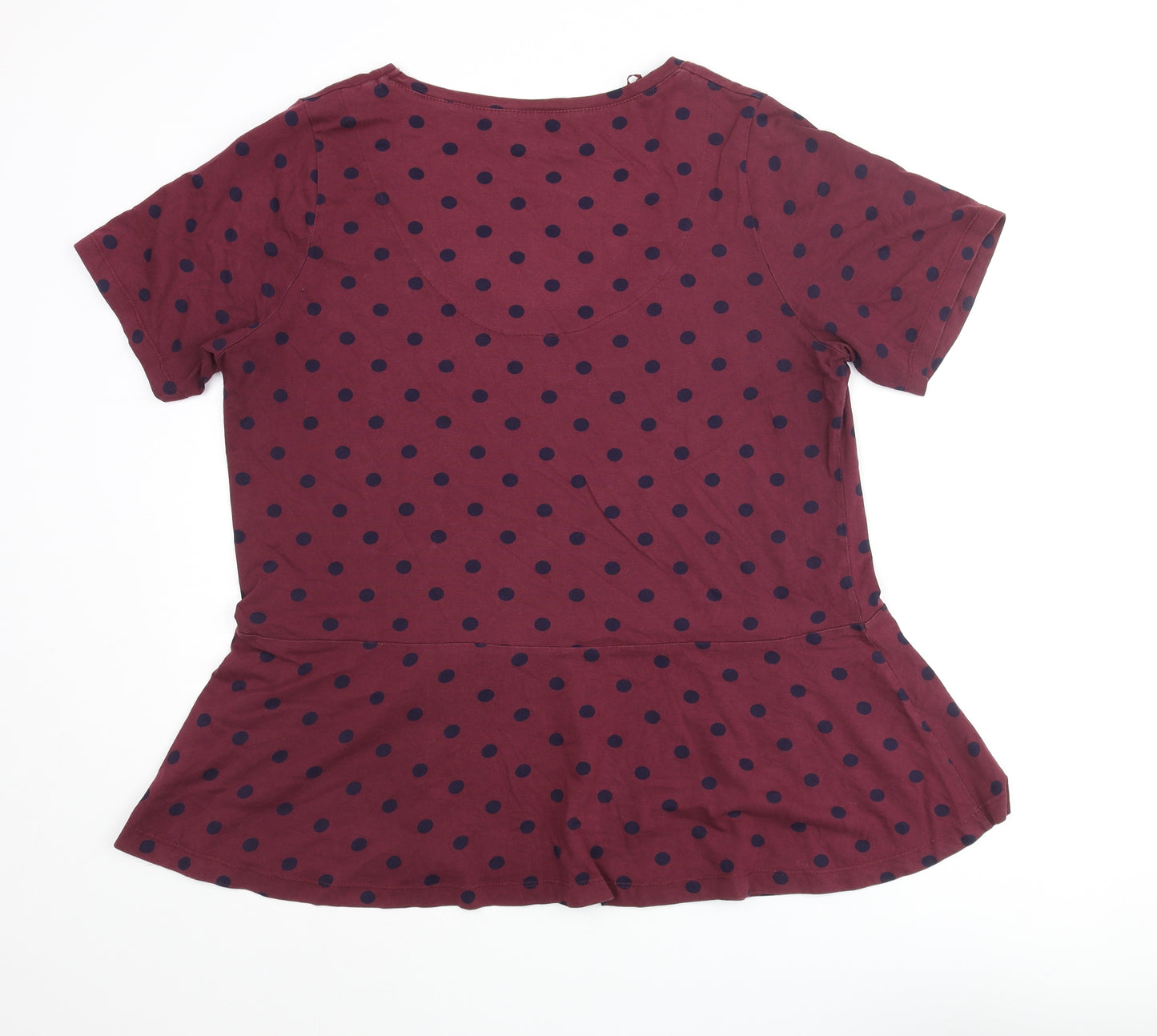 Simply Be Womens Purple Polka Dot Cotton Basic Blouse Size 20 Scoop Neck - Peplum