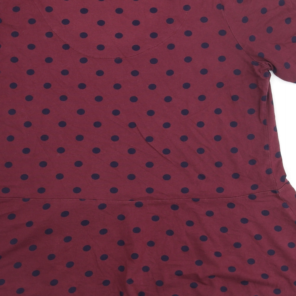 Simply Be Womens Purple Polka Dot Cotton Basic Blouse Size 20 Scoop Neck - Peplum