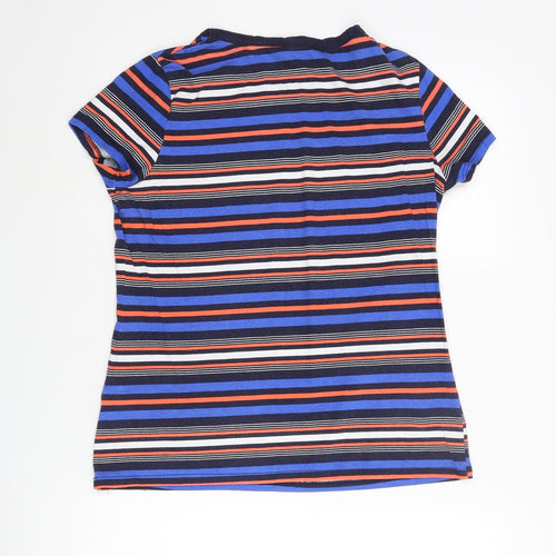 Dorothy Perkins Womens Multicoloured Striped Cotton Basic T-Shirt Size 10 Round Neck