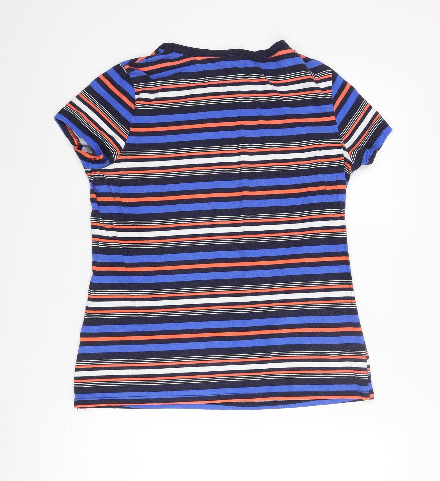 Dorothy Perkins Womens Multicoloured Striped Cotton Basic T-Shirt Size 10 Round Neck