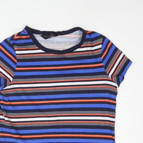 Dorothy Perkins Womens Multicoloured Striped Cotton Basic T-Shirt Size 10 Round Neck