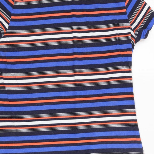 Dorothy Perkins Womens Multicoloured Striped Cotton Basic T-Shirt Size 10 Round Neck