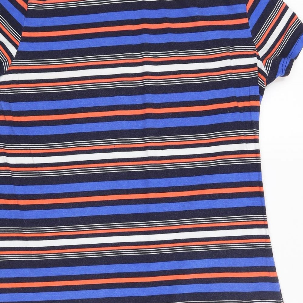 Dorothy Perkins Womens Multicoloured Striped Cotton Basic T-Shirt Size 10 Round Neck