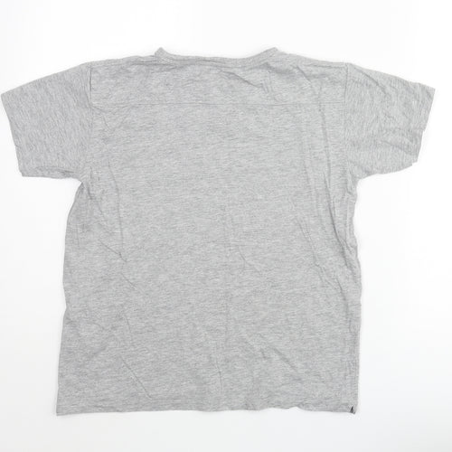 French Connection Boys Grey Cotton Basic T-Shirt Size 11-12 Years Crew Neck Pullover - Logo Print