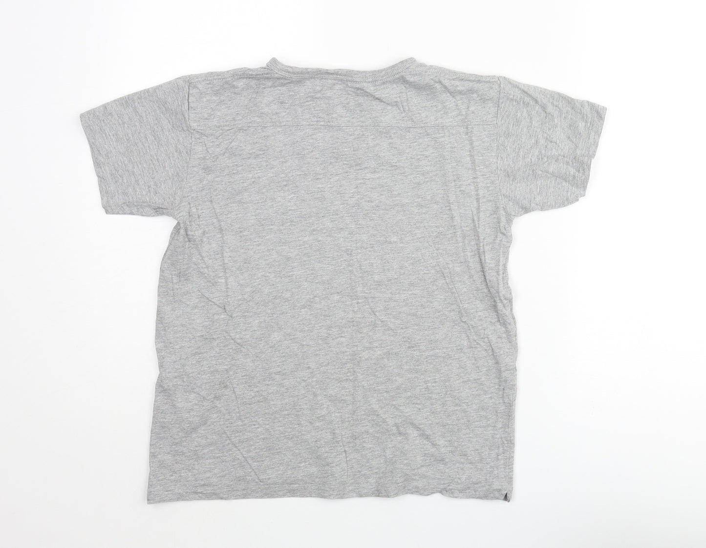 French Connection Boys Grey Cotton Basic T-Shirt Size 11-12 Years Crew Neck Pullover - Logo Print