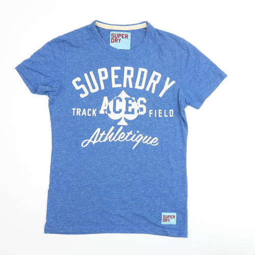 Superdry Mens Blue Cotton T-Shirt Size S Round Neck - Superdry Track Field Athletique 1