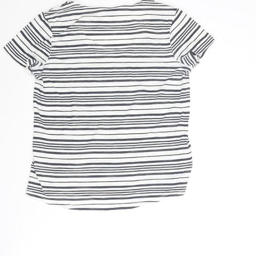 NEXT Womens White Striped Polyester Basic Blouse Size 12 V-Neck
