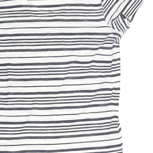 NEXT Womens White Striped Polyester Basic Blouse Size 12 V-Neck