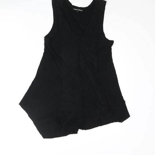 Cable & Gauge Womens Black Viscose Camisole Blouse Size M V-Neck