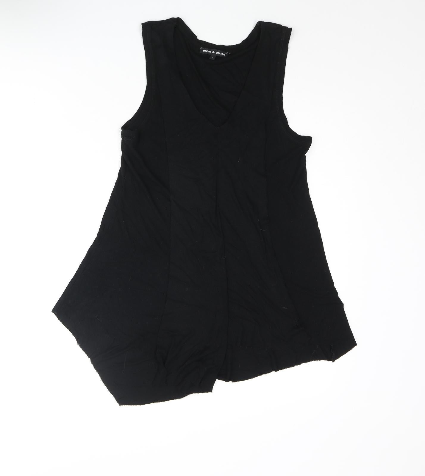 Cable & Gauge Womens Black Viscose Camisole Blouse Size M V-Neck