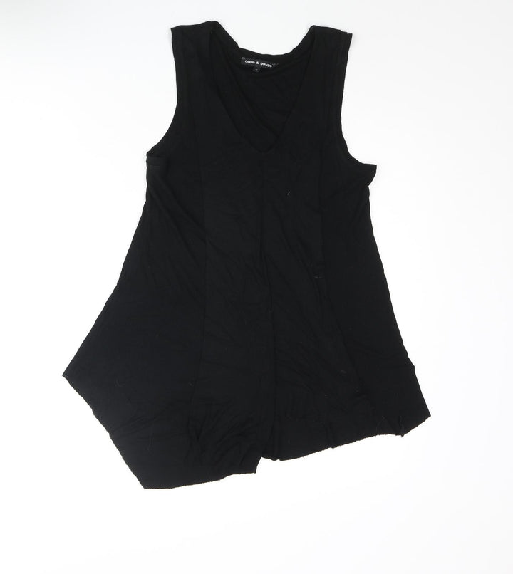 Cable & Gauge Womens Black Viscose Camisole Blouse Size M V-Neck