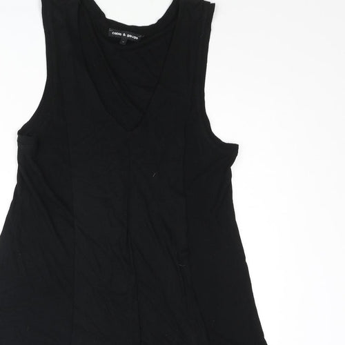 Cable & Gauge Womens Black Viscose Camisole Blouse Size M V-Neck