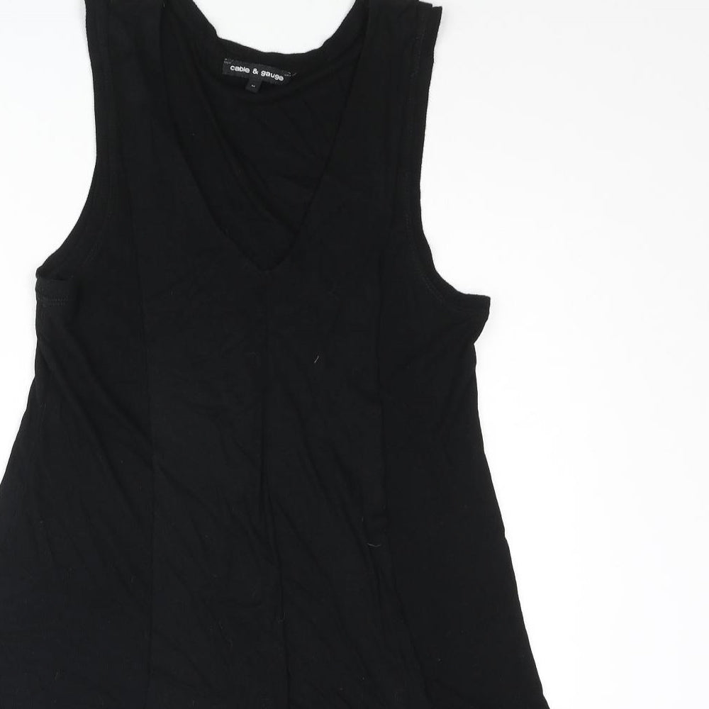 Cable & Gauge Womens Black Viscose Camisole Blouse Size M V-Neck