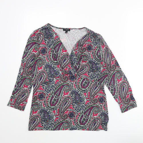 Tablots Womens Multicoloured Paisley Viscose Basic Blouse Size S V-Neck
