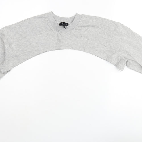 New Look Womens Grey Cotton Pullover Sweatshirt Size S Pullover - Cropped