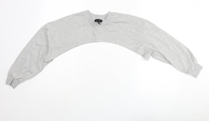 New Look Womens Grey Cotton Pullover Sweatshirt Size S Pullover - Cropped