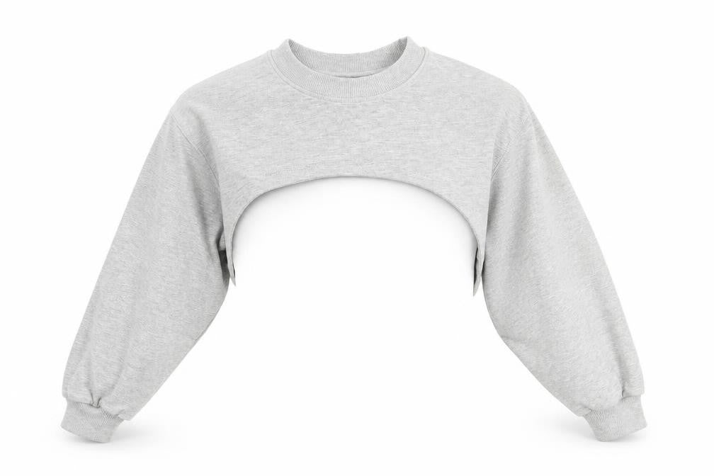 Front view of New Look women’s grey cotton pullover sweatshirt, size S, pullover - cropped