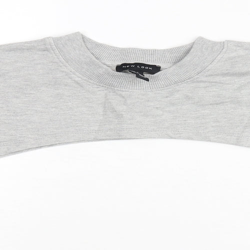 New Look Womens Grey Cotton Pullover Sweatshirt Size S Pullover - Cropped