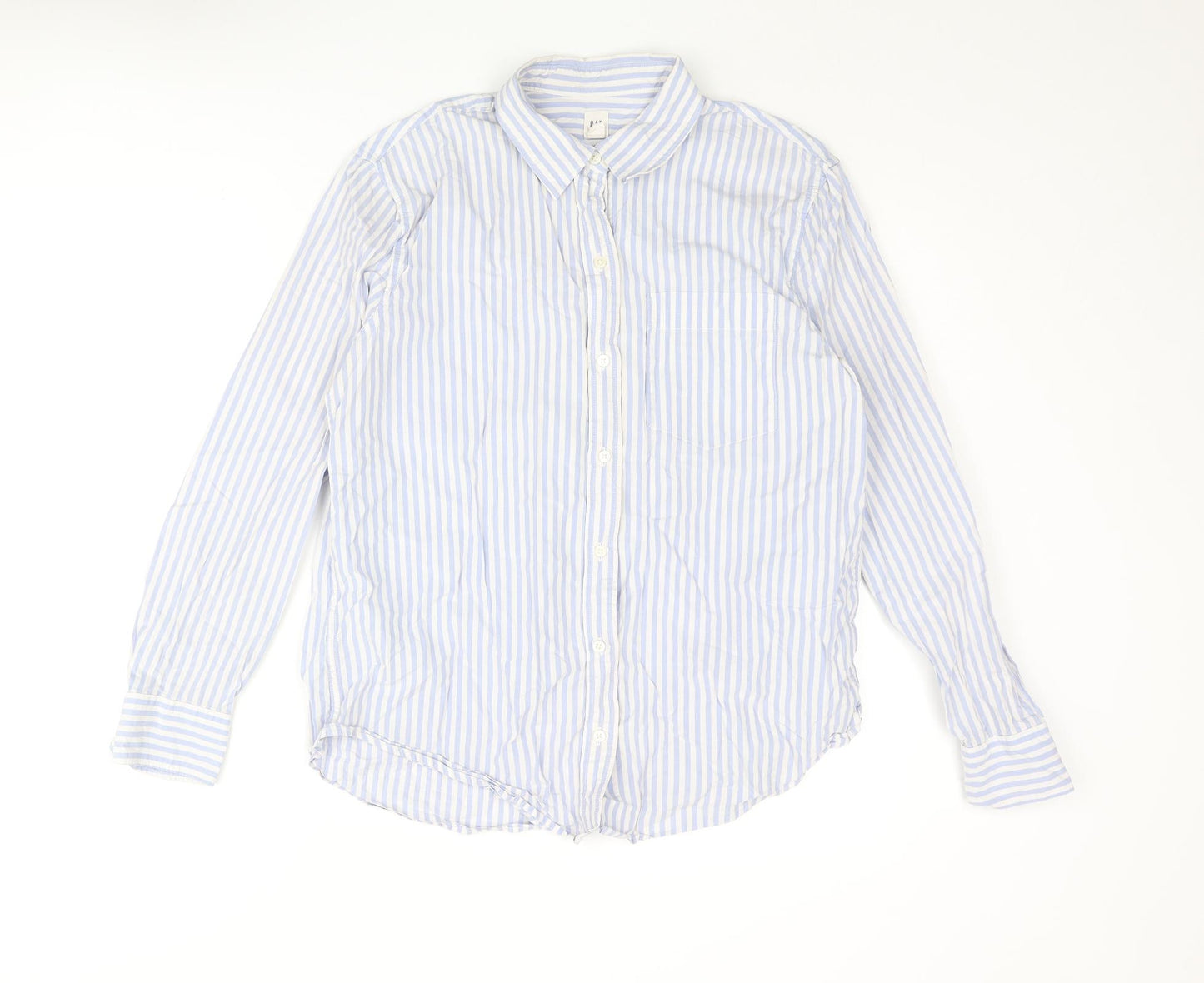 Gap Mens Blue Striped Cotton Button-Up Size M Collared Button