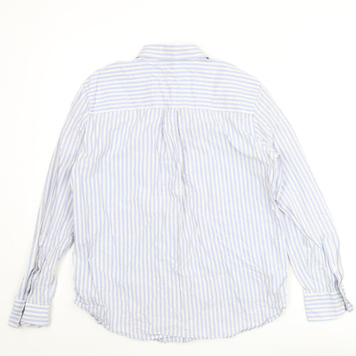 Gap Mens Blue Striped Cotton Button-Up Size M Collared Button