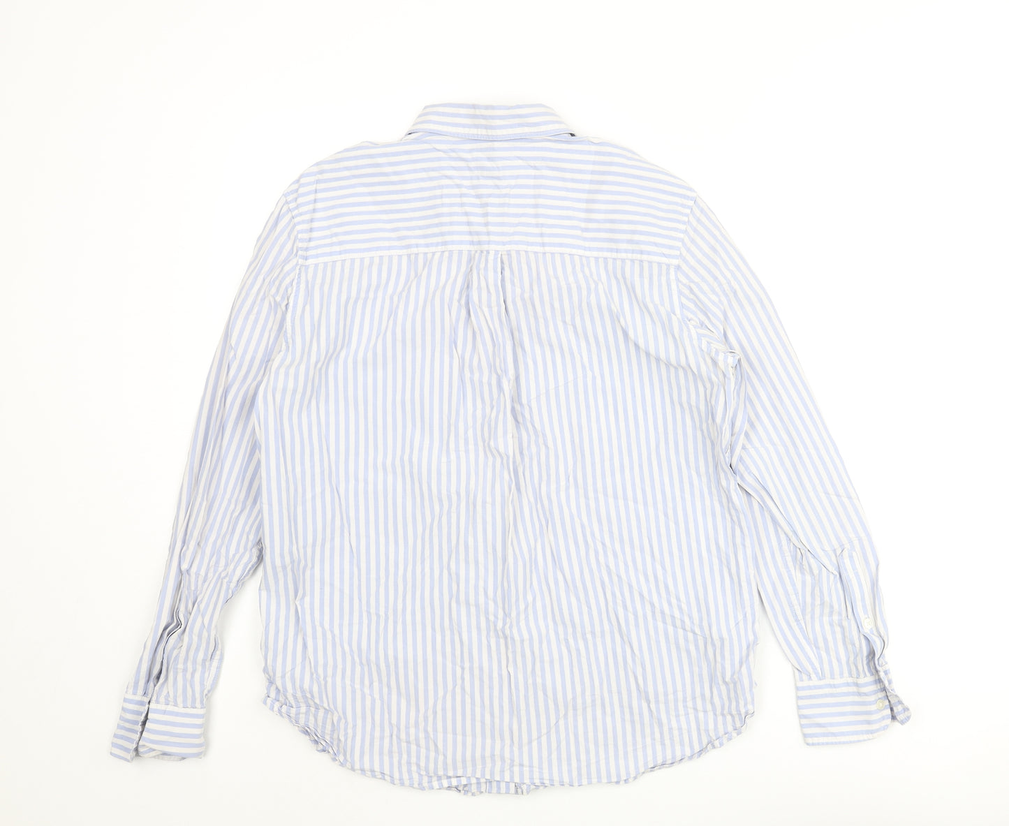 Gap Mens Blue Striped Cotton Button-Up Size M Collared Button