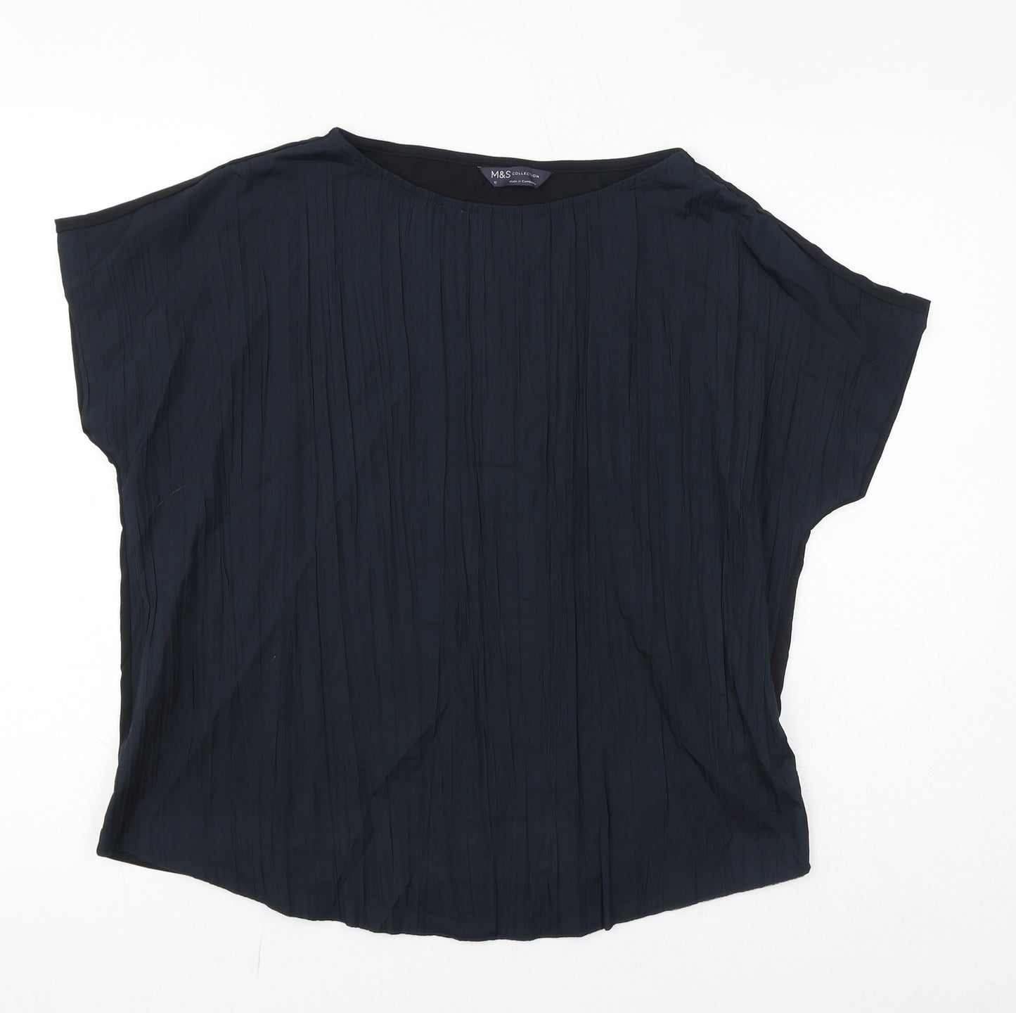 Marks and Spencer Womens Black Polyester Basic T-Shirt Size 12 Round Neck