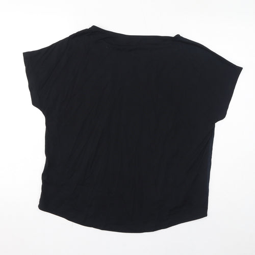 Marks and Spencer Womens Black Polyester Basic T-Shirt Size 12 Round Neck