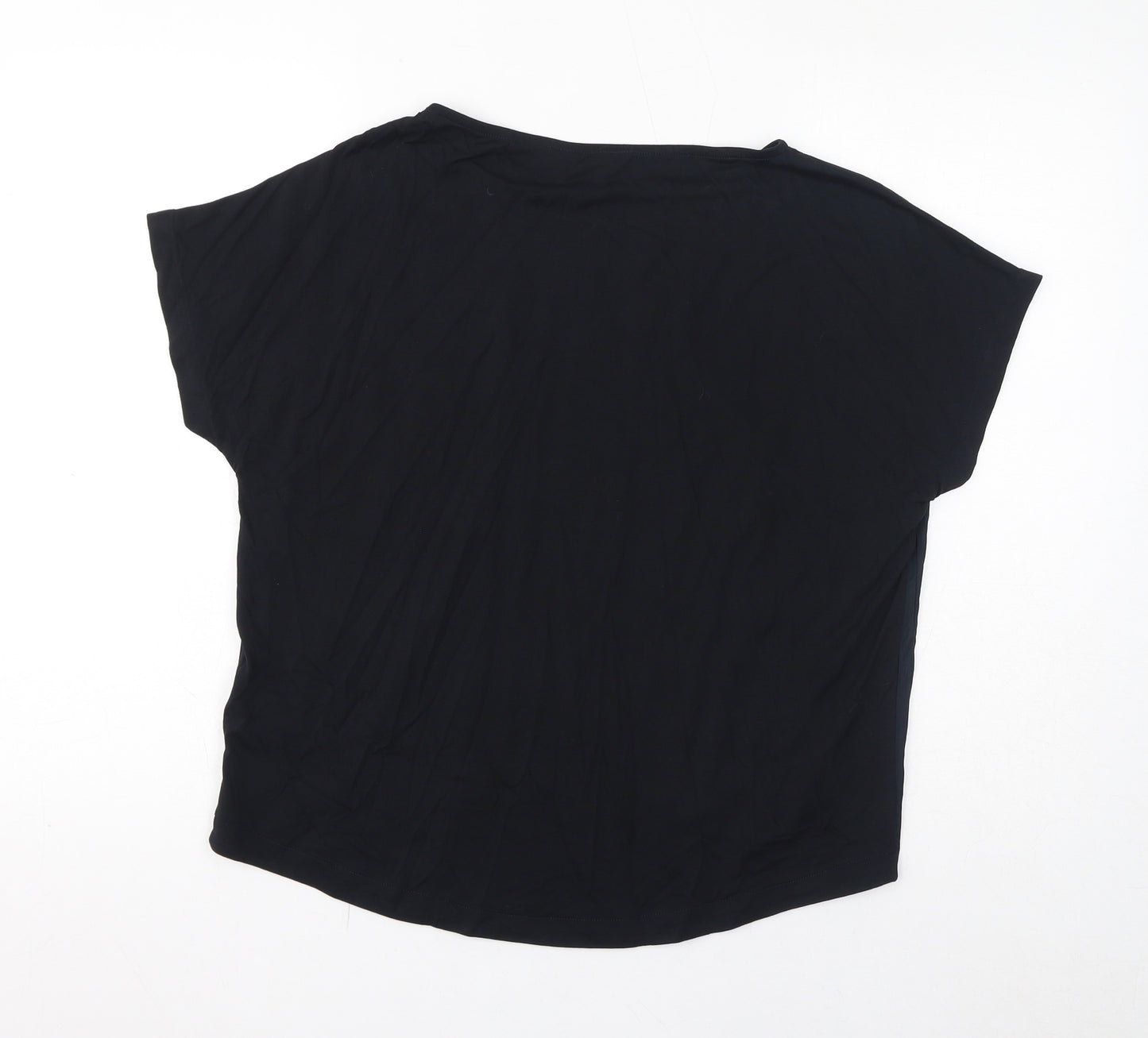 Marks and Spencer Womens Black Polyester Basic T-Shirt Size 12 Round Neck