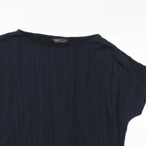 Marks and Spencer Womens Black Polyester Basic T-Shirt Size 12 Round Neck
