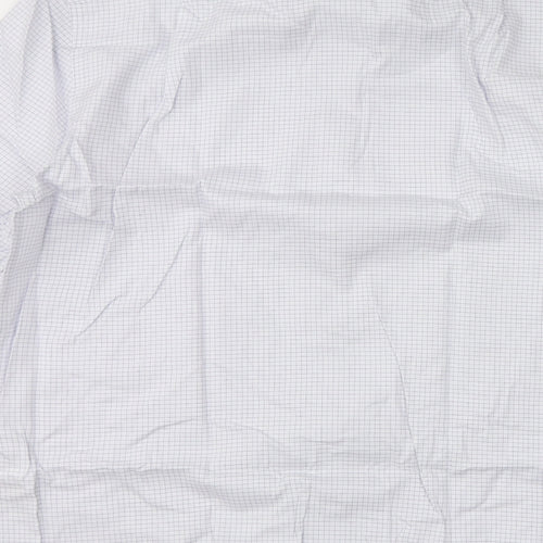 Marks and Spencer Mens White Check Cotton Dress Shirt Size M Collared Button