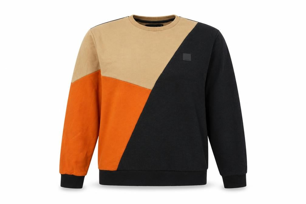 Front view of INDICODE women’s grey colourblock cotton pullover sweatshirt one size pullover