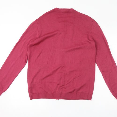 Peter Hahn Womens Pink Round Neck Wool Cardigan Jumper Size 14