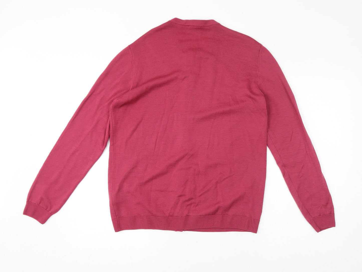 Peter Hahn Womens Pink Round Neck Wool Cardigan Jumper Size 14