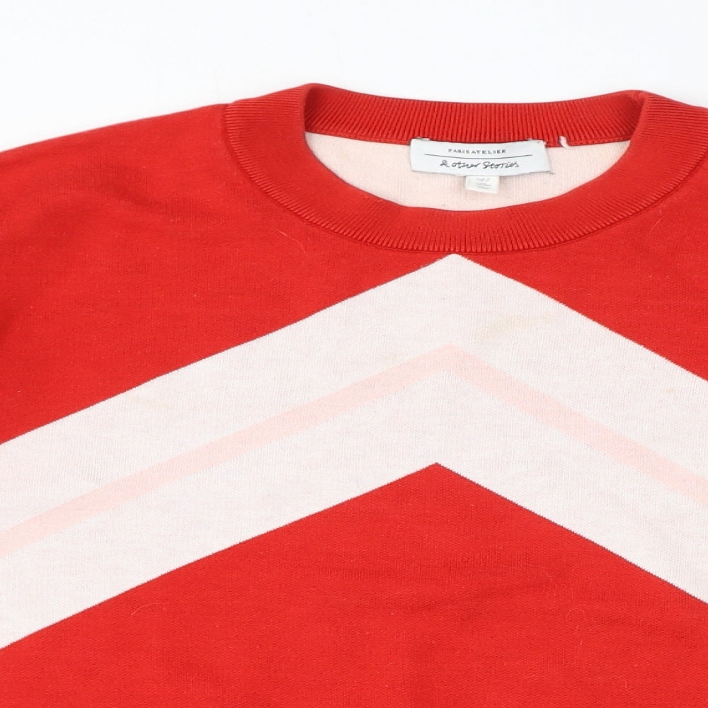 Paris Atelier Womens Red Colourblock Cotton Pullover Sweatshirt Size S Pullover