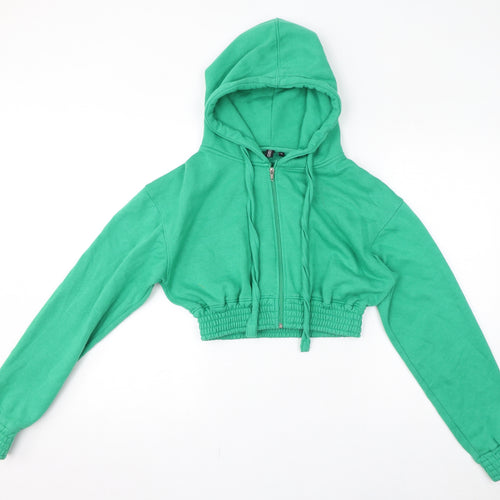 Ascend Womens Green Cotton Full Zip Hoodie Size 14 Pullover - Cropped