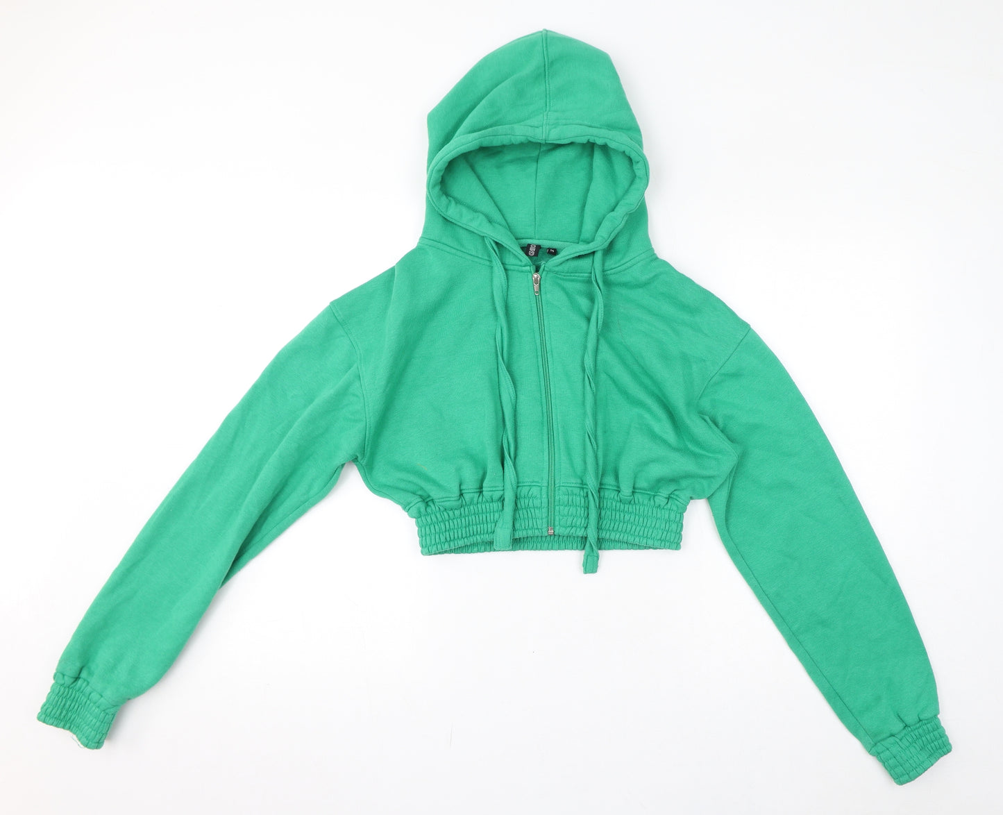 Ascend Womens Green Cotton Full Zip Hoodie Size 14 Pullover - Cropped