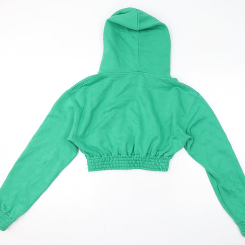 Ascend Womens Green Cotton Full Zip Hoodie Size 14 Pullover - Cropped
