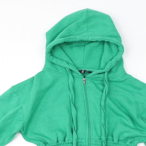Ascend Womens Green Cotton Full Zip Hoodie Size 14 Pullover - Cropped