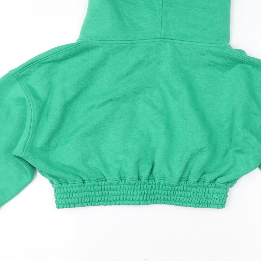 Ascend Womens Green Cotton Full Zip Hoodie Size 14 Pullover - Cropped