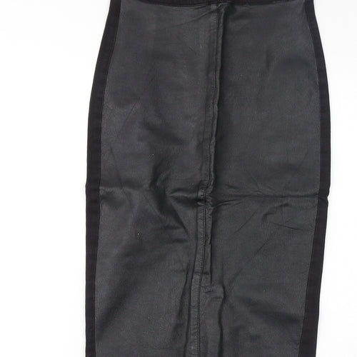 Topshop Womens Black Cotton Straight & Pencil Skirt Size 6 Zip