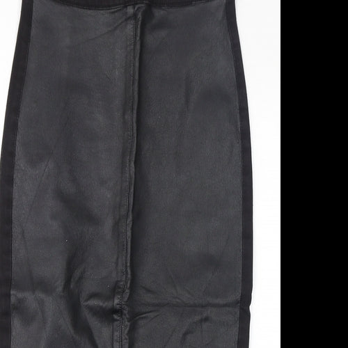 Topshop Womens Black Cotton Straight & Pencil Skirt Size 6 Zip